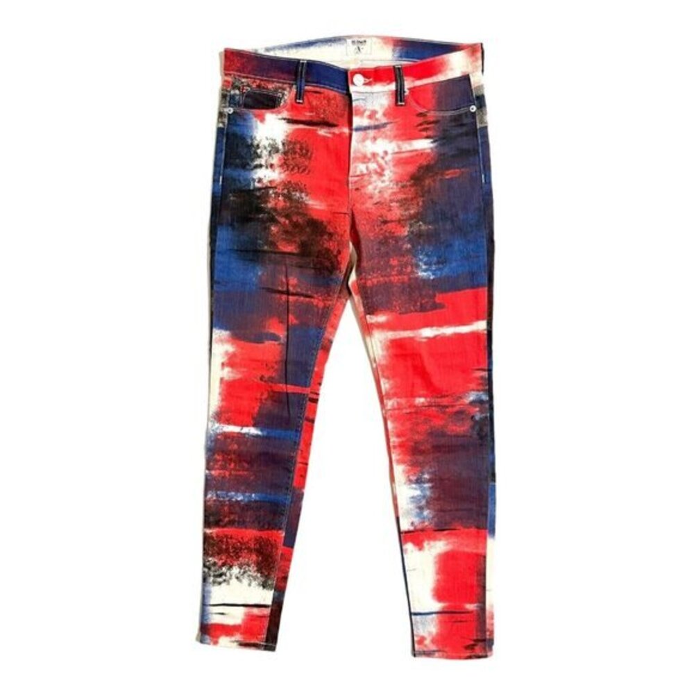 Hudson Jeans Nico Mid-Rise Super Skinny Jeans Geometric Multi Color Sz 30 New